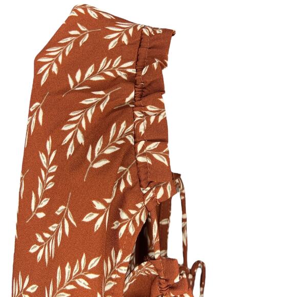 Papermoon LARGE Stitch Fix Front Keyhole Back Tie Short Ruffle Sleeve Blouse - Picture 9 of 10